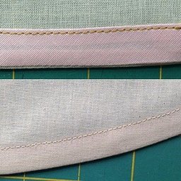 Обработка криволинейного низа изделия косой бейкой