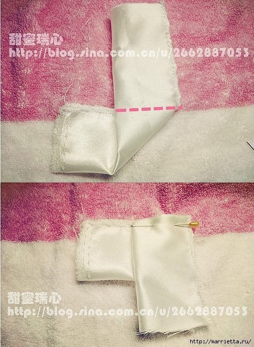 Роза из атласной ленты