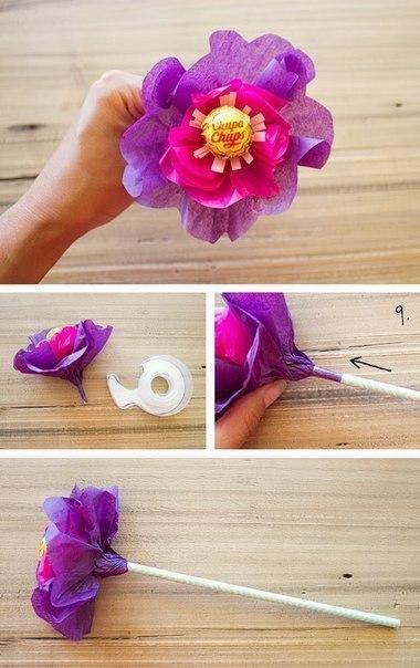 Оригинальный букет из конфет на палочке