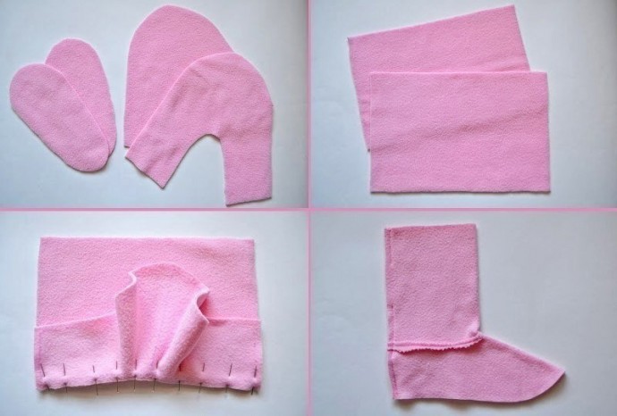 Шьем из флиса домашние сапожки-зайчики