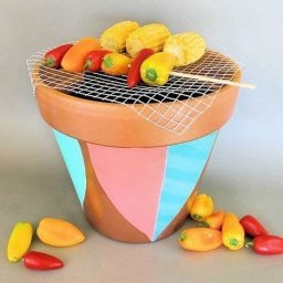 Минигриль из большого керамического горшка