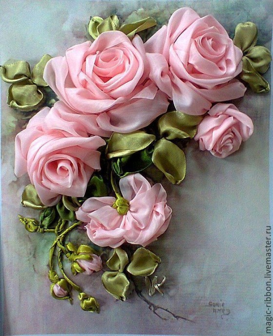 Вышивка лентами роз: идеи для вдохновения Вышивка лентами роз: идеи для вдохновения