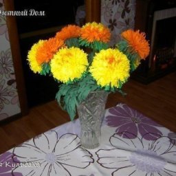 Хризантемы из гофрированной бумаги