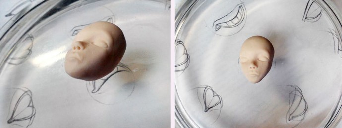 Миниатюрное личико для интерьерной куклы