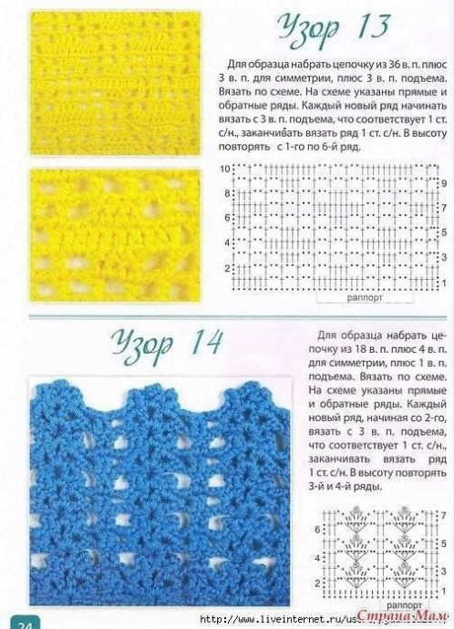 Подборка узоров крючком Подборка узоров крючком
