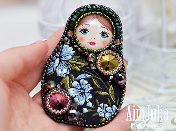 Брошки-матерешки с шаблонами