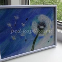 ​Картина из шерсти "Одуванчик"