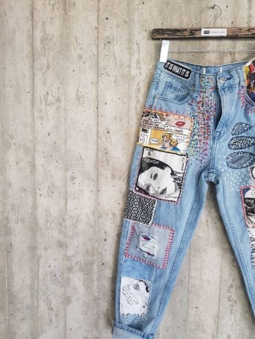 Джинсы с заплатками