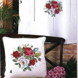 Цветочная вышивка для подушки