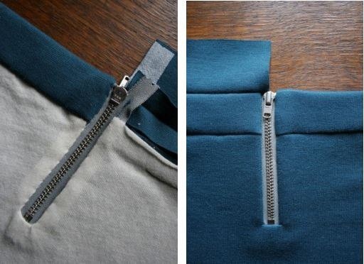 Молния на трикотажной юбке