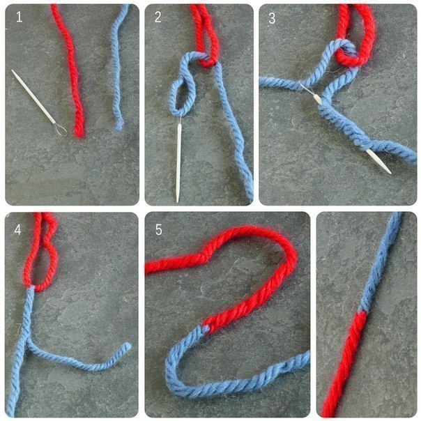Как соединить нити при вязании без узелков