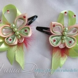 Заколки-бабочки в технике канзаши