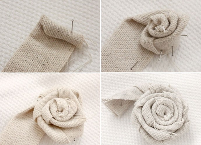 Миниатюрные цветочки из мешковины