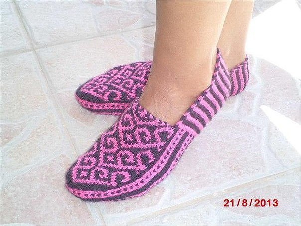 Тапочки жаккардовым узором