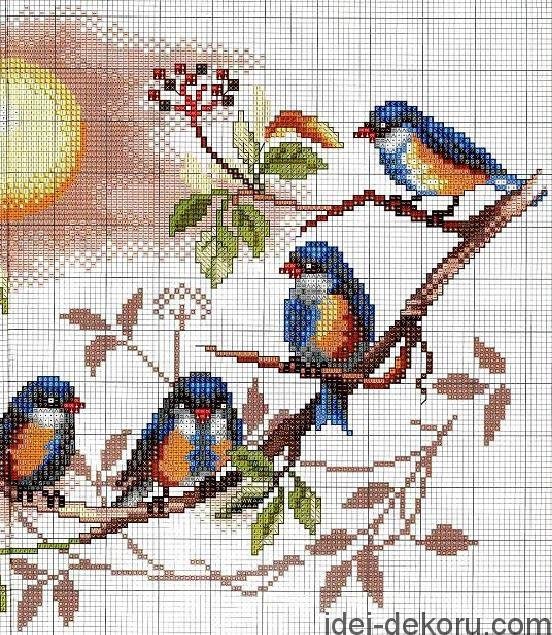 Вышивка: птички