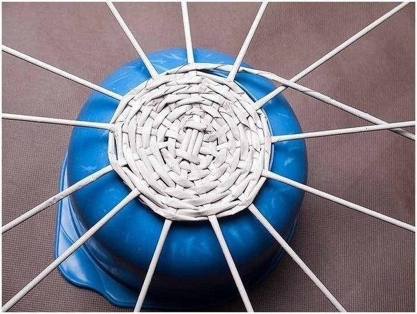 Корзинка из газетных трубочек: мастер-класс