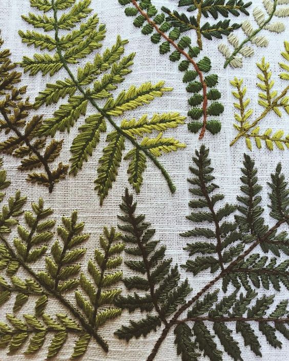 Способы вышивки зеленой листвы