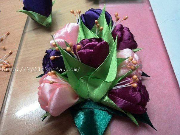 Тюльпаны из атласной ленты: мастер-класс