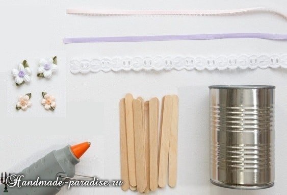 Вазочки из банок и палочек от мороженого