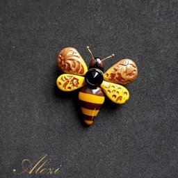 Брошь "Пчелка" из полимерной глины