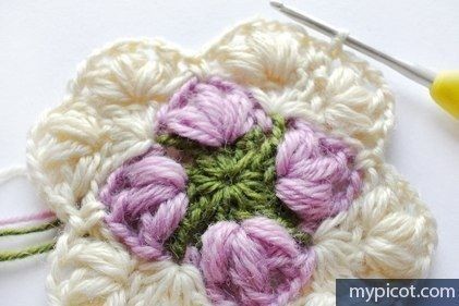 Новый цветной квадрат для вязания крючком