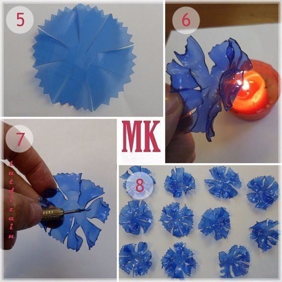 Васильки из пластиковых бутылок: мастер-класс