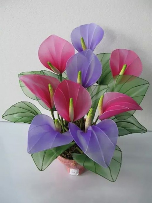 Цветы из капрона: идеи