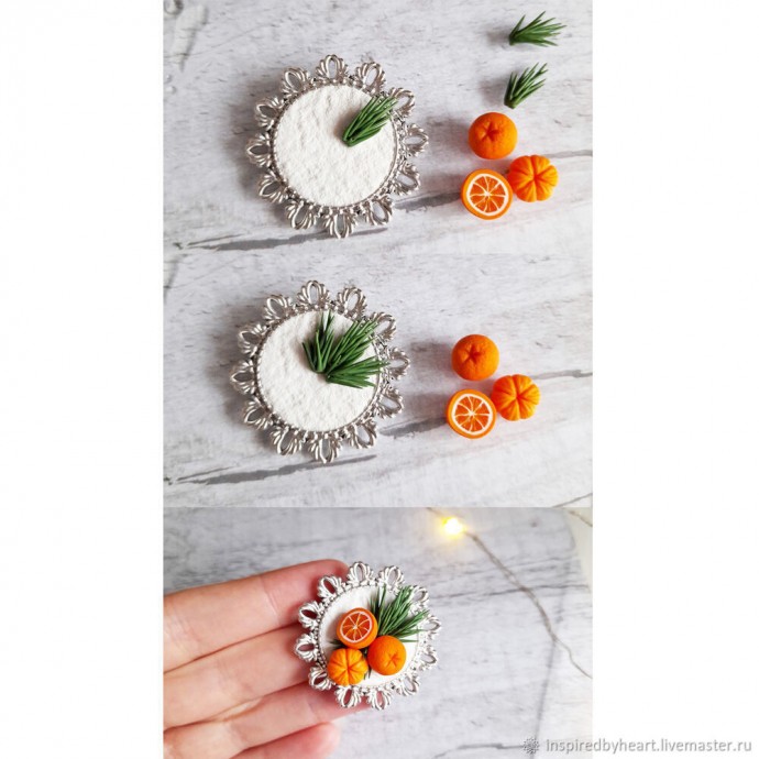 Брошь с мандаринами Брошь с мандаринами