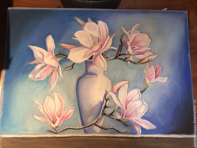 Рисование пастелью магнолии Рисование пастелью магнолии