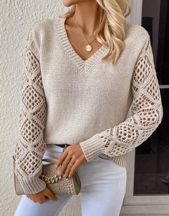 ​Пуловер с невероятно красивыми рукавами