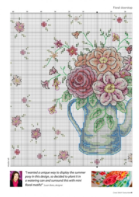 Вышивка лейки с цветами Вышивка лейки с цветами