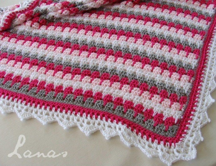 Многоцветный плед крючком