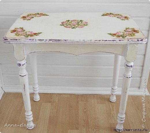 Винтажная переделка старого стола в стиле шебби-шик