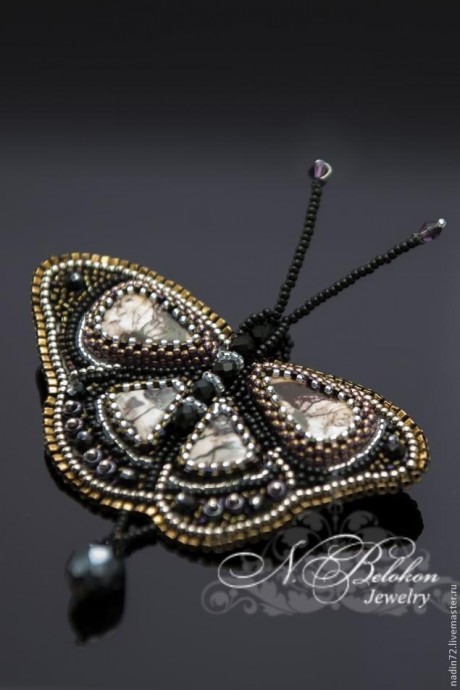 Вышивка бисером "Брошь-бабочка"