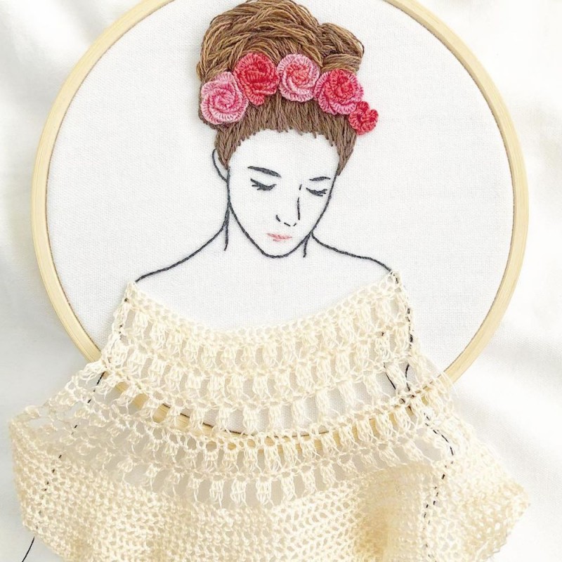 Вышивки с объемными волосами: новые идеи