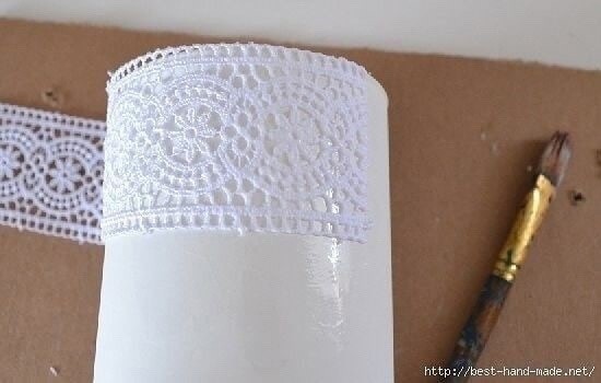 Декорируем вазу кружевом