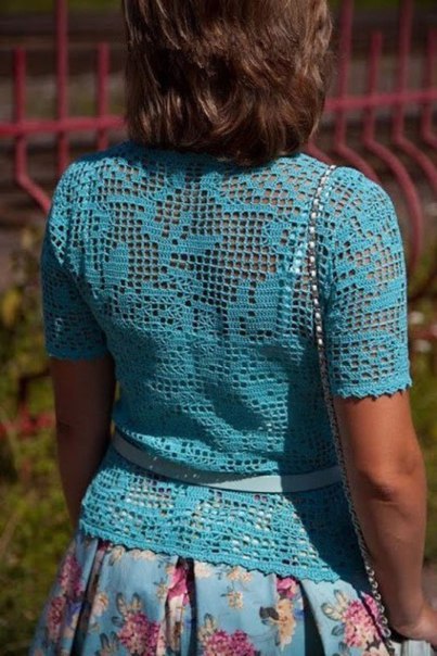 Очень красивый филейный топ крючком