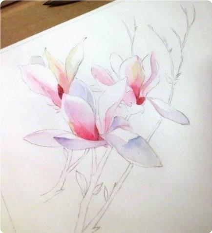 Пишeм цвeты aквapeлью