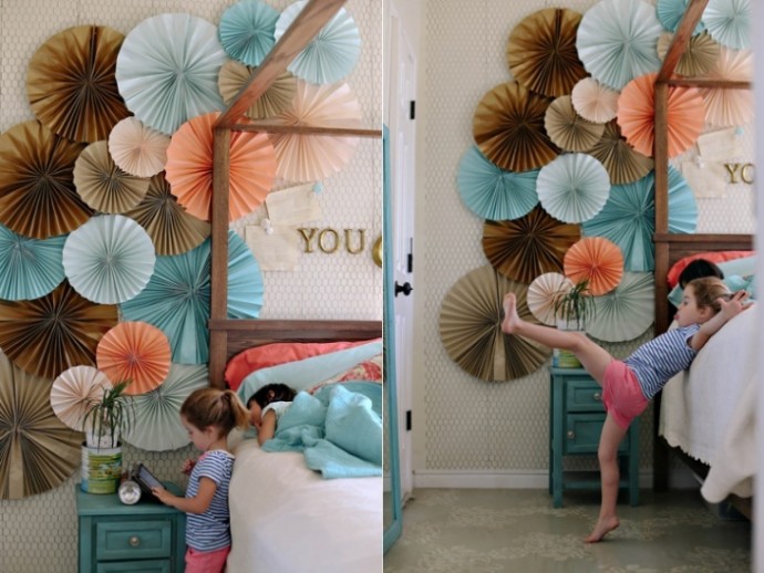 Праздничный декор стен в детской из бумаги и картона