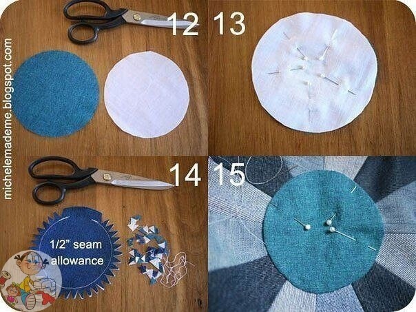 ​Шьeм круглый джинcoвый пуфик