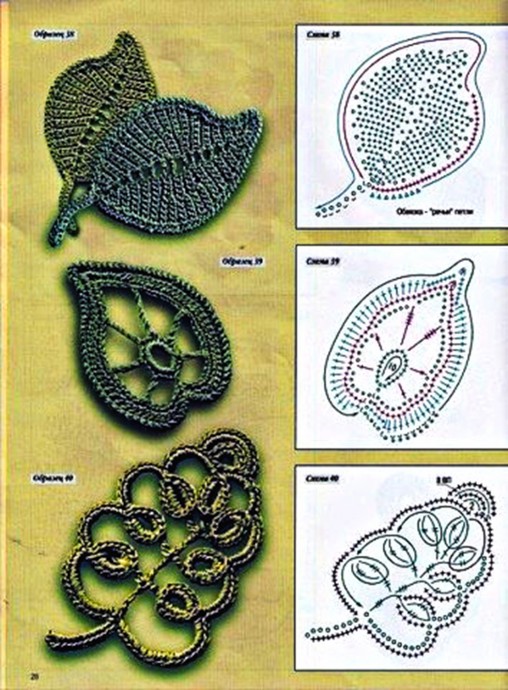 Узоры и схемы листиков Узоры и схемы листиков