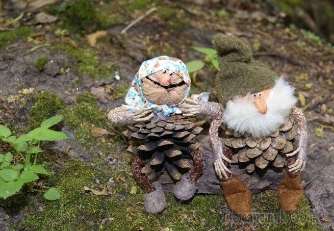 Веселые поделки из шишек