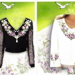 ​Вышивка горловины розами и лилиями