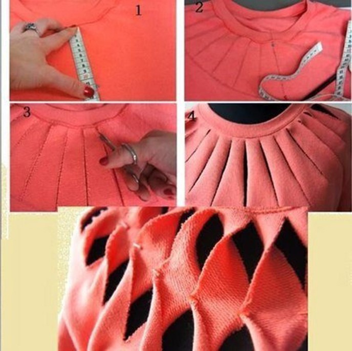 ​Интересное прорезное оформление блузки