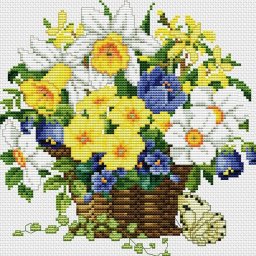 ​Вышиваем крестиком картину с цветами