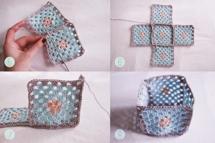 Корзинка из мотивов крючком