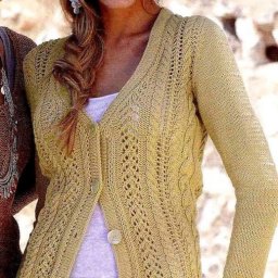 ​Жакет песочного цвета с ажурным узором