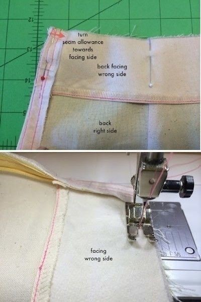Обработка обтачкой пояса юбки с потайной молнией