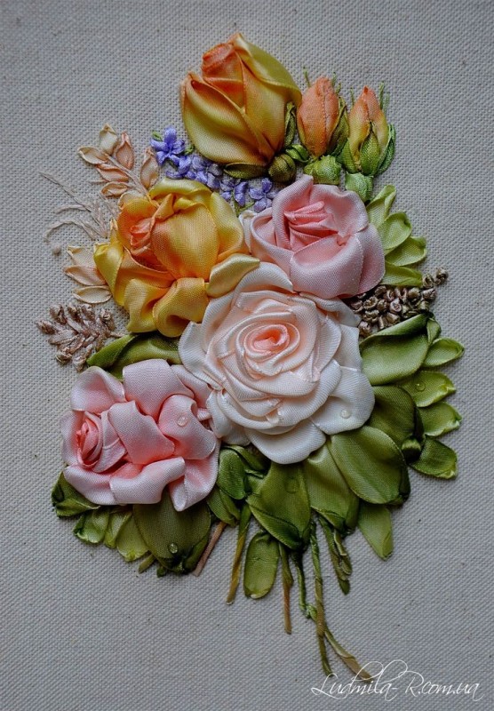 Вышивка лентами цветов: удивительные идеи