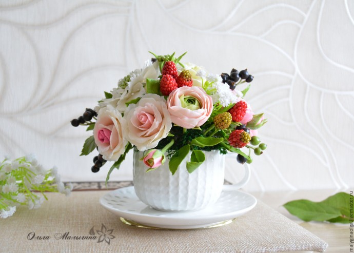 Цветочные композиции в чашках